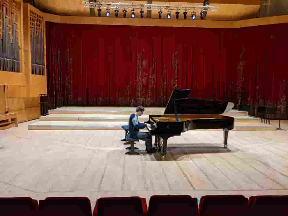 Ethan, BBC Young Musician 2022 practising for Keyboard final